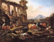 Johann Heinrich Roos Landscape with Shepherds and Animals oil on canvas